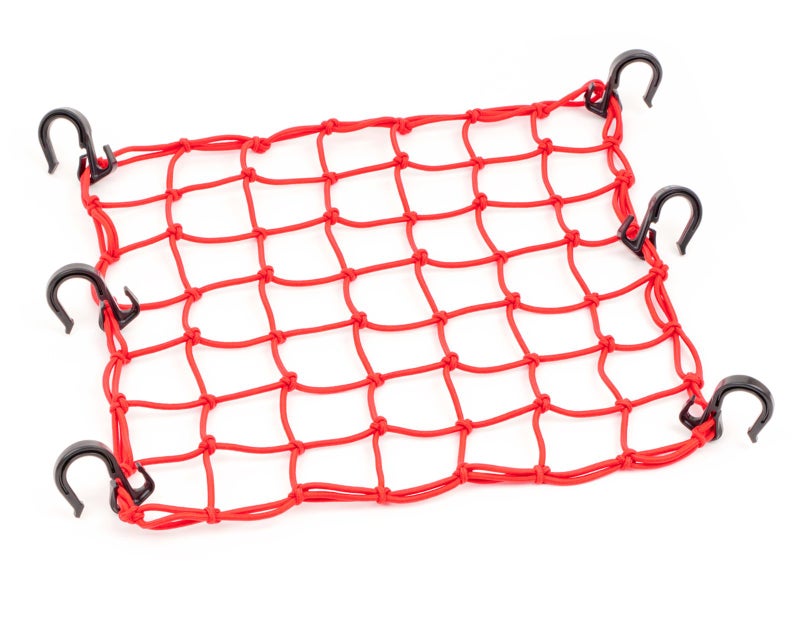 PowerTye 50151 Red 15inX15in Cargo Net featuring 6 Adjustable Hooks & Tight 2inx2in Mesh - Image 1